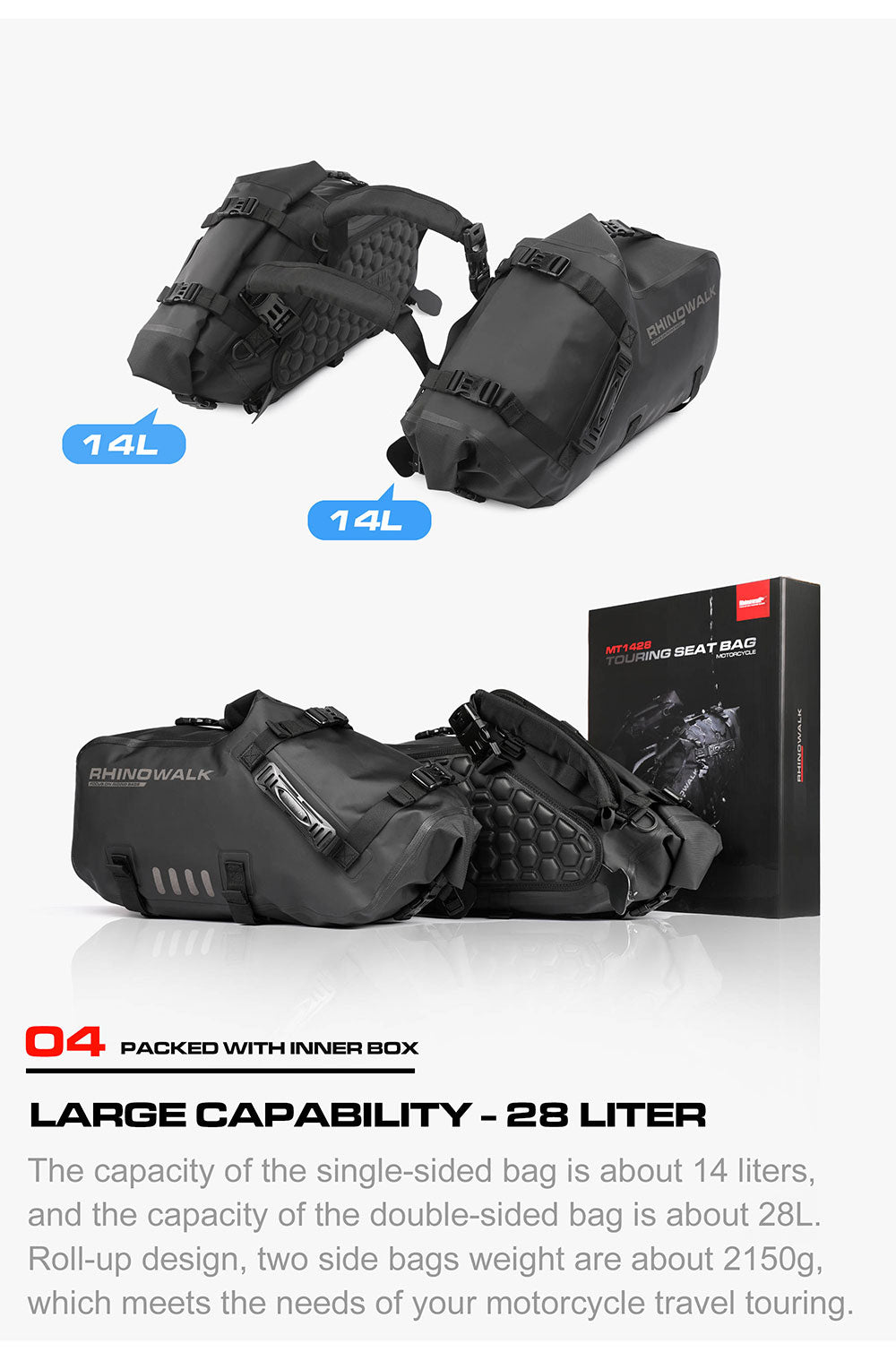 Motorbike Saddle Bag/Pair 28L