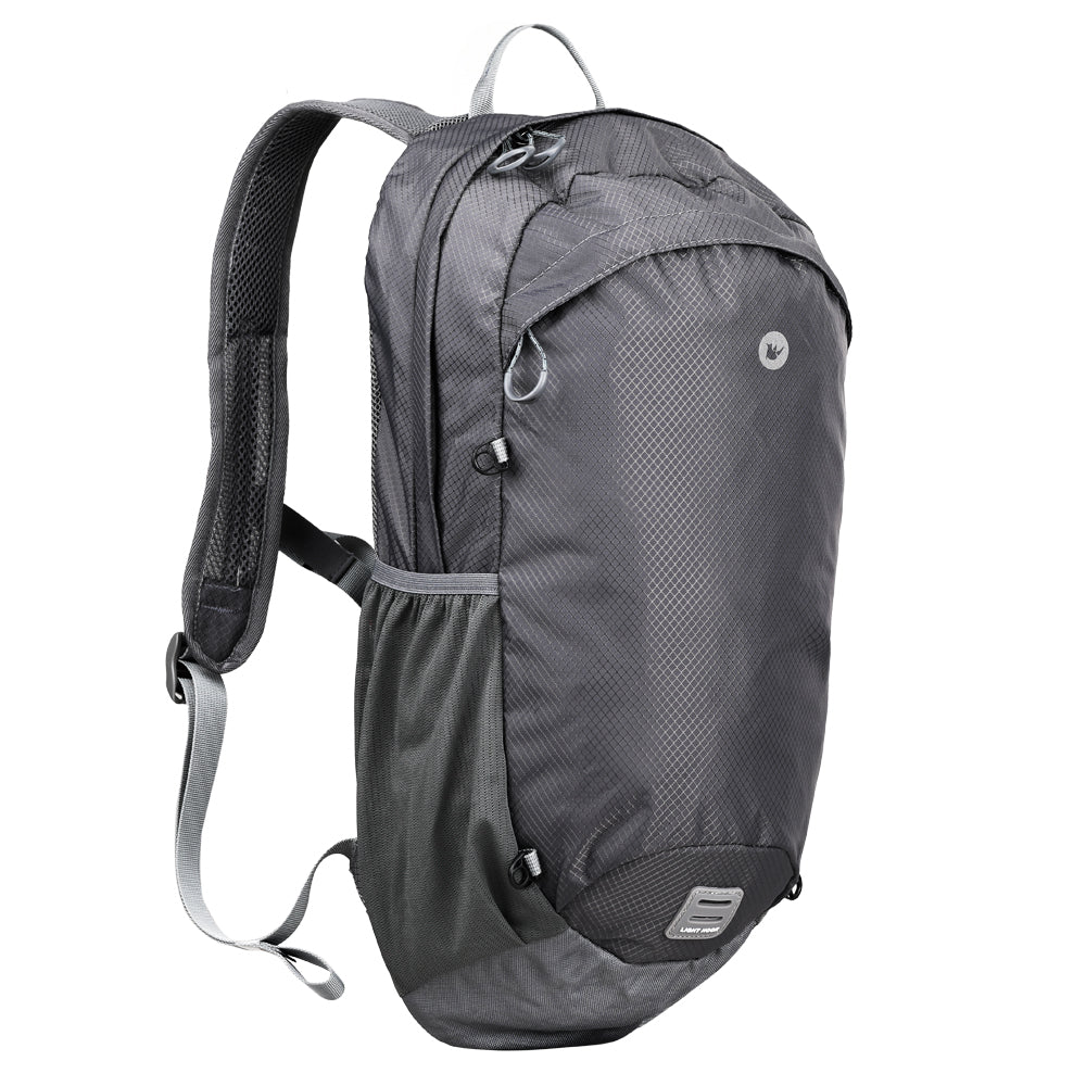 Bike Backpack 20L made by Rhinowalk. Inverted triangle bag with a wide upper and narrow lower body. Water resistant fabric.