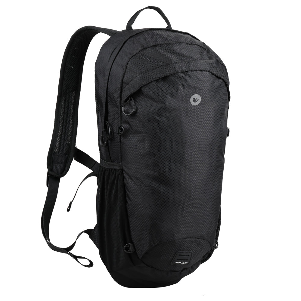 Bike Backpack 20L made by Rhinowalk. Inverted triangle bag with a wide upper and narrow lower body. Water resistant fabric.