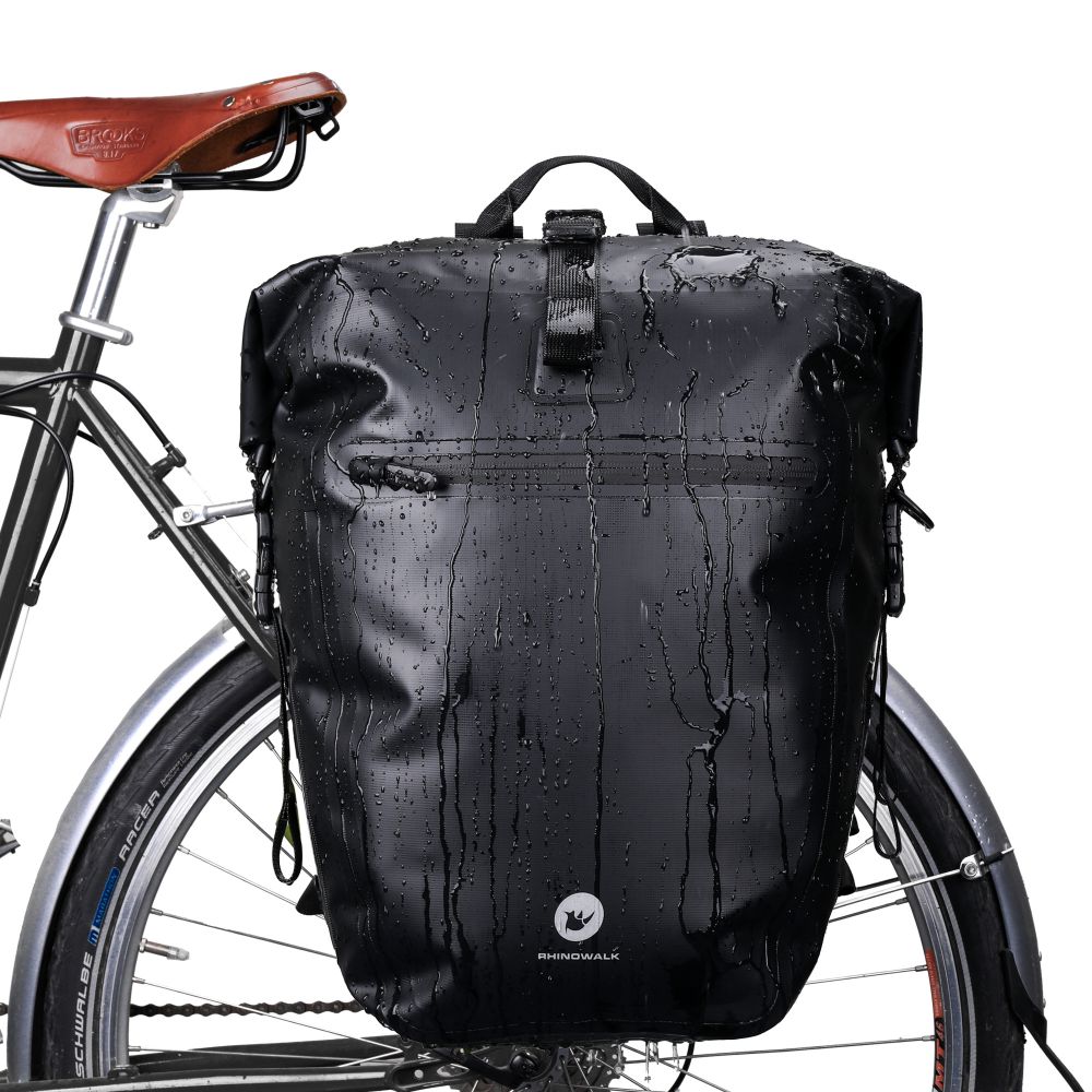 Bike Pannier Bag 27L made by Rhinowalk. The main body of the bag has a large capacity, with ample built-in compartments.