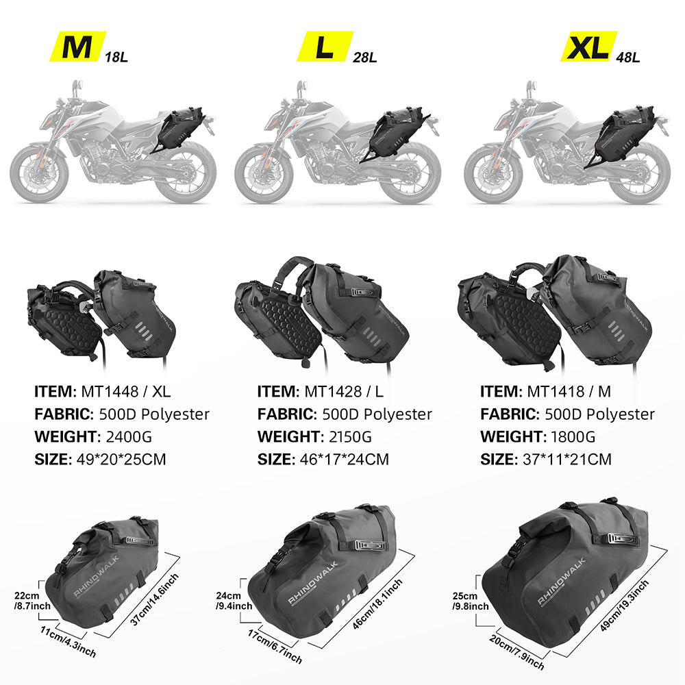 Motorbike Saddle Bag/Pair 18L