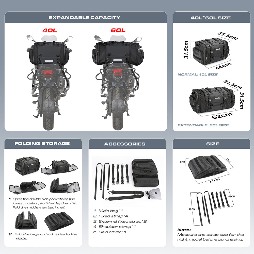 Motorbike Tail Bag 40L-60L