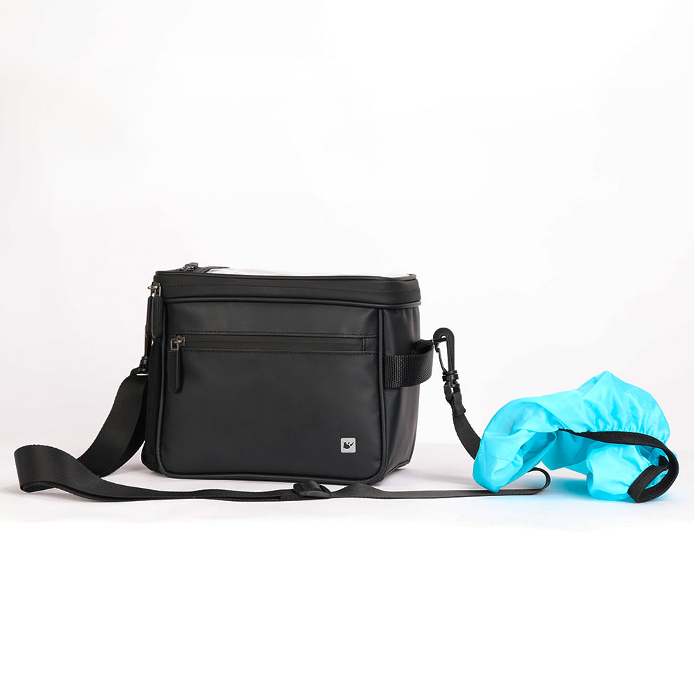 Bike Handlebar Bag made by Rhinowalk. Waterproof zipped bag made from PVC polyester, waterproof twill fabric