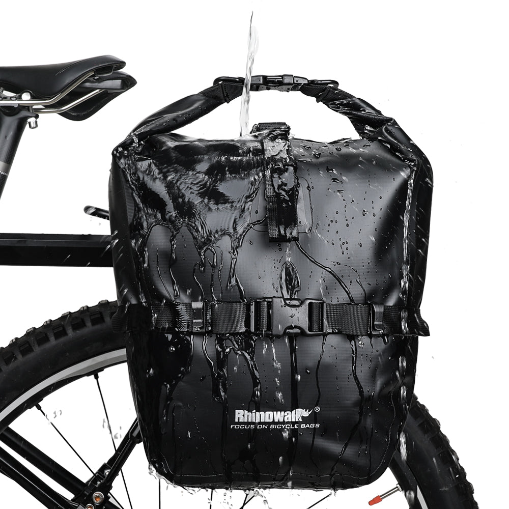 Bike Saddle Bag 20L made by Rhinowalk is made from 500D PVC. Three layer composite wear-resistant and waterproof