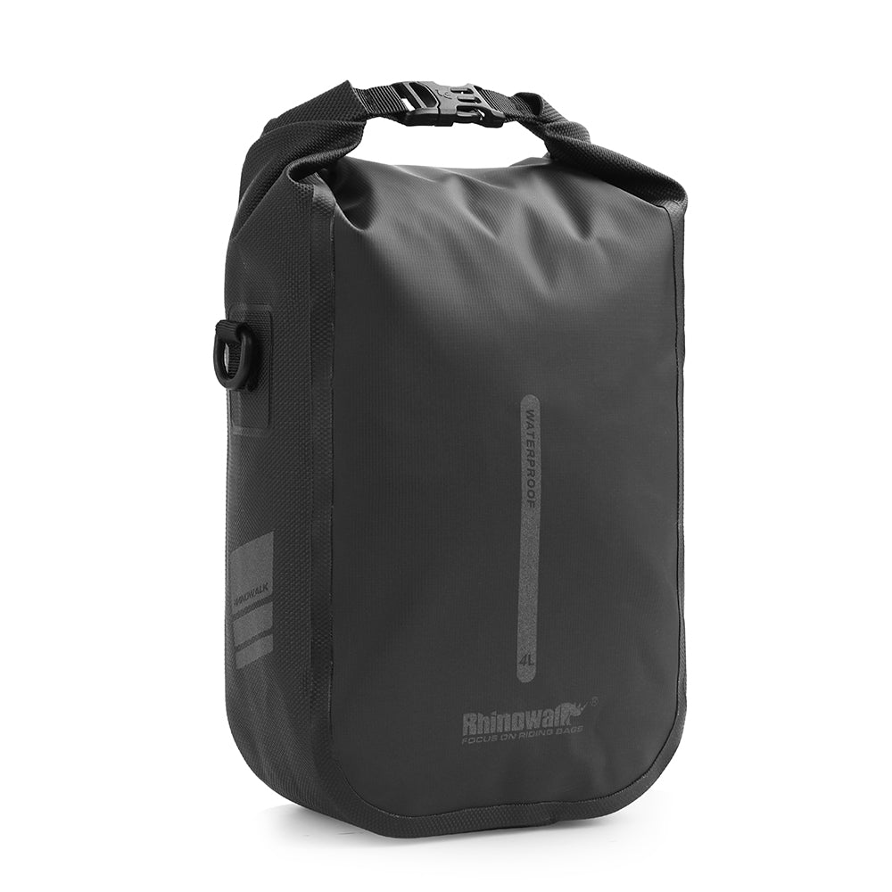 Bike Fork Bag 4L made by Rhinowalk. This fork bag is made of 840D nylon and is protected by an extra layer of waterproof material