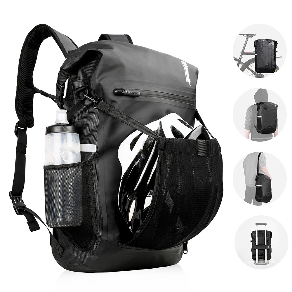 Bike Pannier Bag 22L made by Rhinowalk. The bag is made of waterproof fabric, it is tear, abrasion and heat resistant