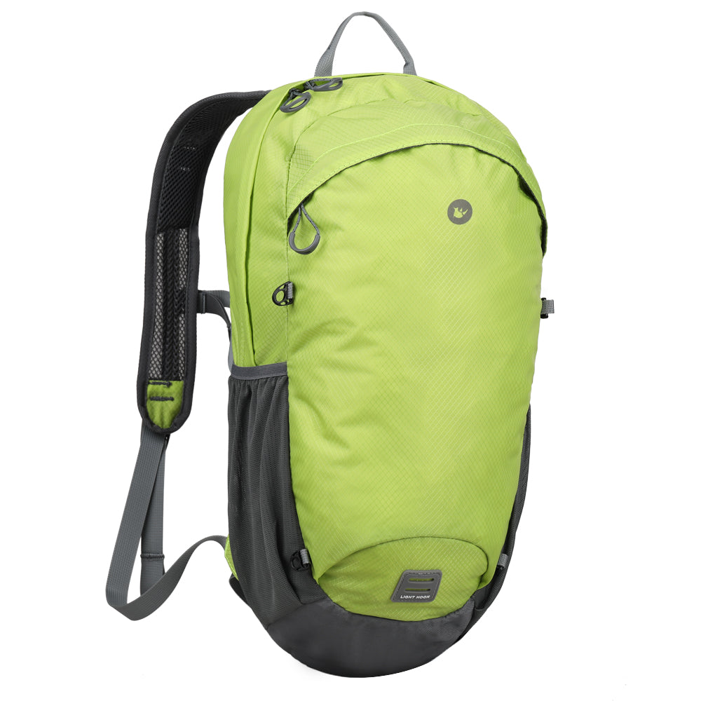 Bike Backpack 20L made by Rhinowalk. Inverted triangle bag with a wide upper and narrow lower body. Water resistant fabric. 