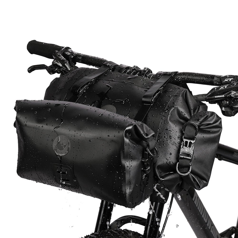 Bike Handlebar Bags made by Rhinowalk from 840D nylon with TPU two sides coating. 4L and 8L