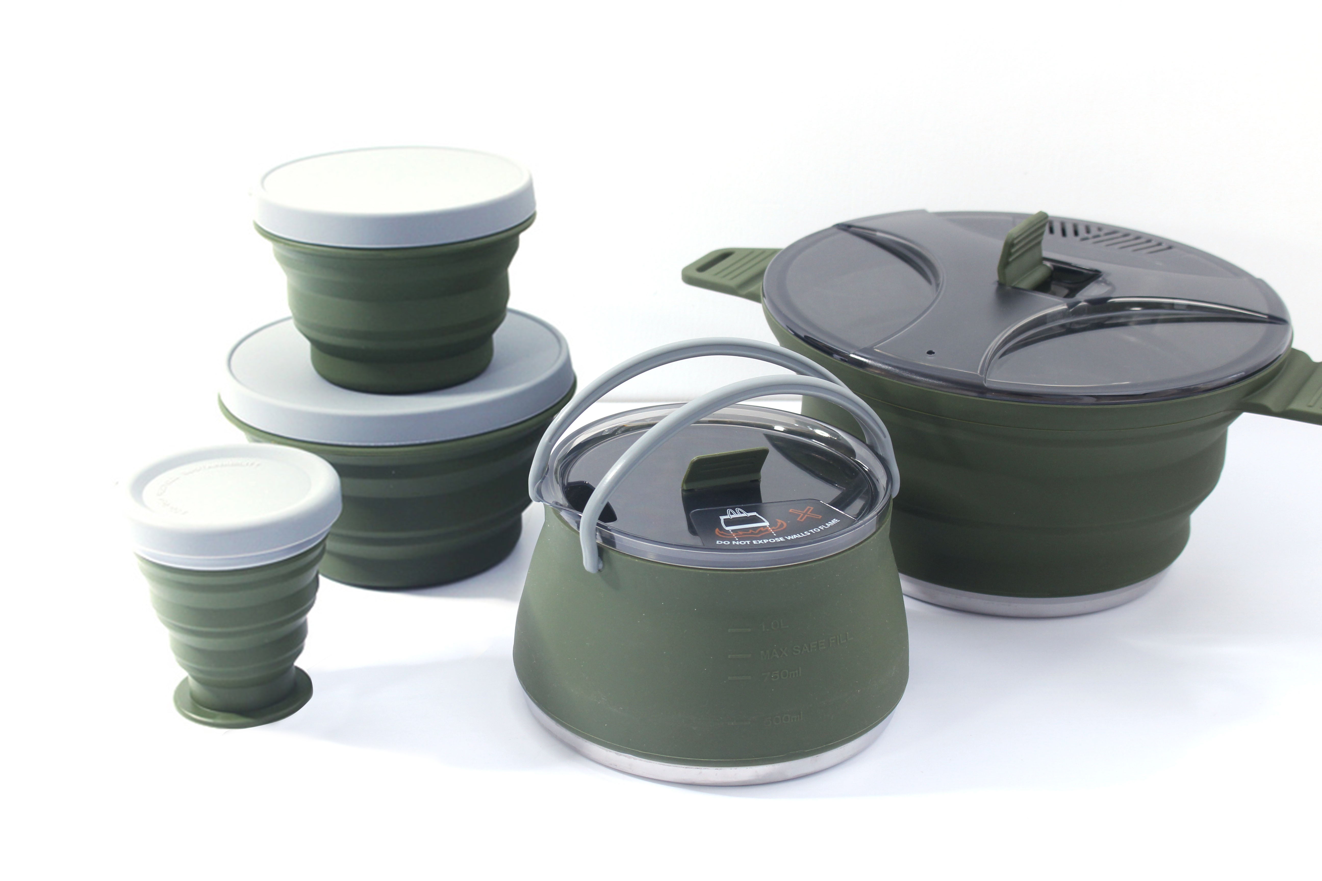 Portable Silicone Foldable Camping Pot set